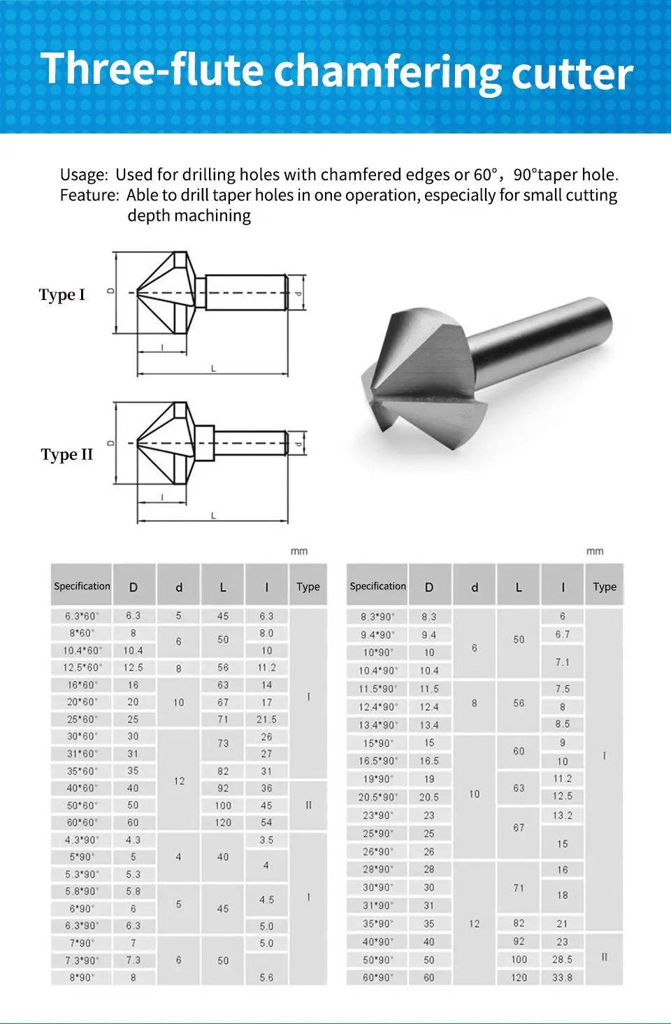 6 Mm Three-Blade Chamfer