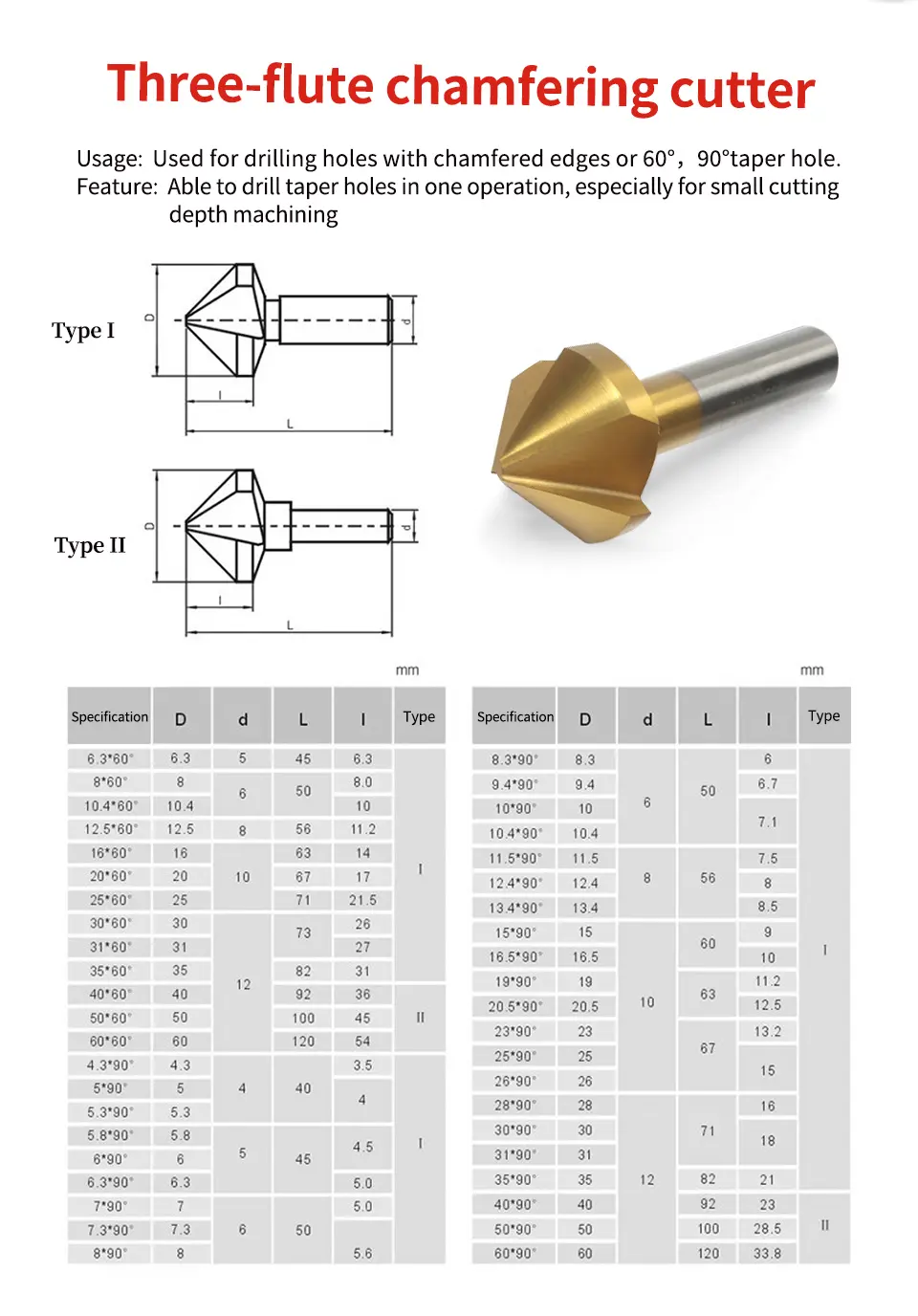 Cobalt Steel Chamfer Bit